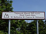 Polská tabule na vrcholu Klepého označující evropské rozvodí tří moří.