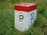 Na hraničním kameni na úbočí Lysečinské hory nebylo původní vytesané D změněno na P.