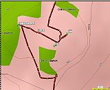 Mapka (záznam trasy z GPS) ve vrcholové části Doupné hory.