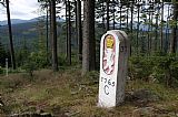 Hraniční kámen z roku 1765 č. 31 leží ve výšce 1100 m na úbočí Jezerní hory.