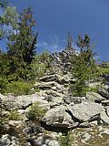 Východní skalnatý hřeben Lomniček ve výšce 1000-1015 m n.m. poskytuje dobré výhledy.